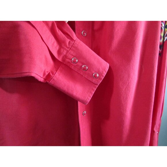 Wrangler Mens Western Red Pearl Snap Retro Southwest Cowboy Rodeo Shirt GUC XL - Picture 13 of 16